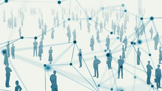 A large number of multinational people and technology concept. People and communication network. Digital transformation.