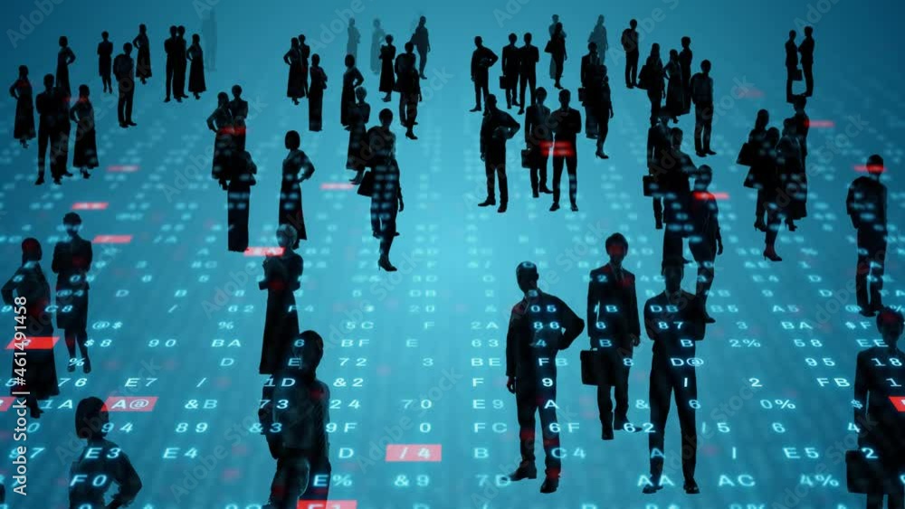 Poster a large number of multinational people and technology concept. people and communication network. dig
