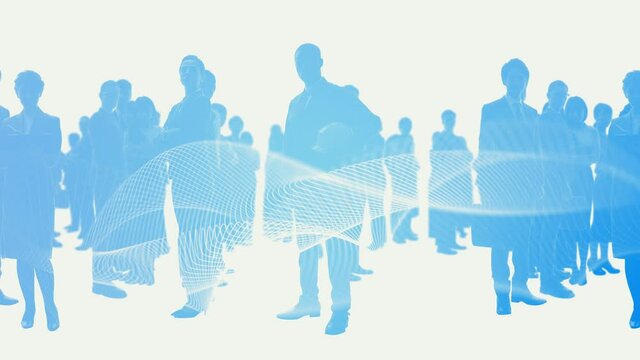 A large number of multinational people and technology concept. People and communication network. Digital transformation.