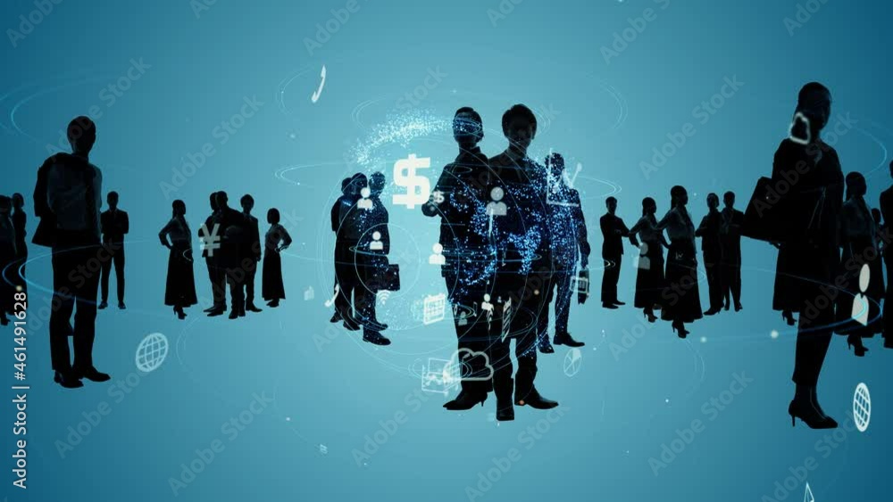 Poster a large number of multinational people and technology concept. people and communication network. dig