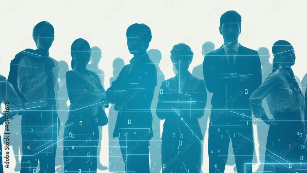 Poster a large number of multinational people and technology concept. people and communication network. dig