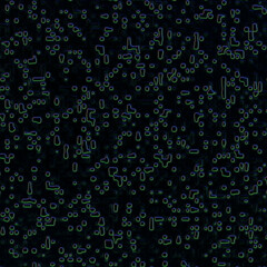 Green and purple glowing random curvy shapes on the black background digital illustration