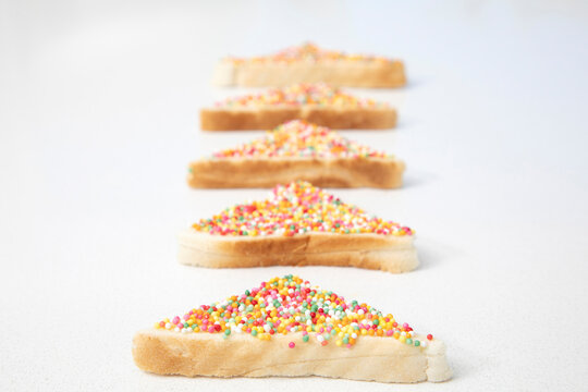 Fairy bread. Hundred and thousands on toast.