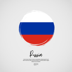 Flag of Russia with brush stroke effect and text
