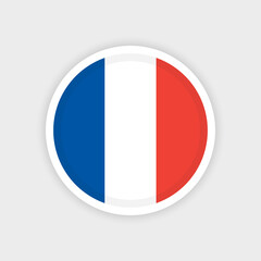 Flag of France with circle frame and white background