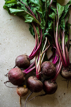 Fresh whole beets and greens