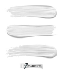 Vector realistic white paint brush strokes on a white background. - 461496468
