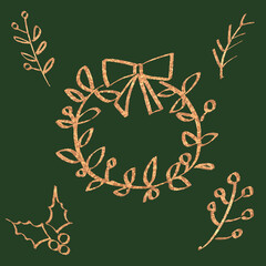 ペン画_グリッター_クリスマスリース