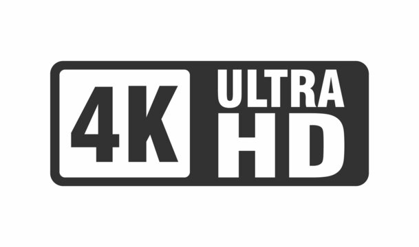 4K Ultra HD icon on white backdrop. High definition label. Gold UHD symbol. 4K resolution color mark. UHD 2160p video icon isolated. Vector illustration