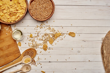 healthy eating breakfast Ingredients kitchen view from above