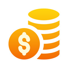 Illustration vector graphic icon of Coin Pile Icon. Gradient Style Icon. Vector illustration isolated on white background. Perfect for website or application design.