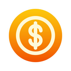 Illustration vector graphic icon of Dollar Coin Icon. Gradient Style Icon. Vector illustration isolated on white background. Perfect for website or application design.