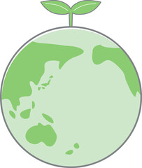 地球儀＋若葉　エコ