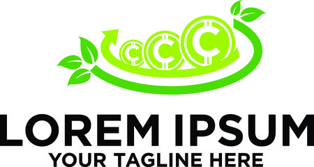 Fototapeta premium Green Coin Investment logo design