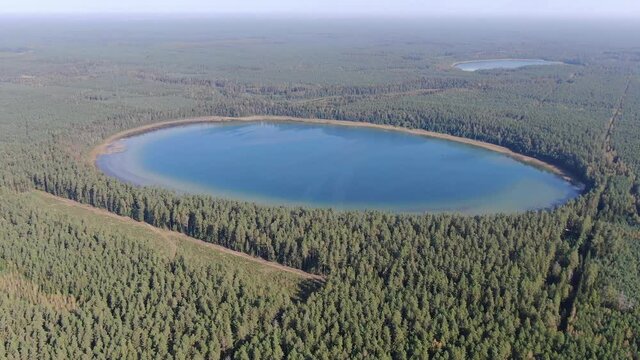Flat lake (Plaskie Jezioro) in Augustow Primeval Forest, Poland