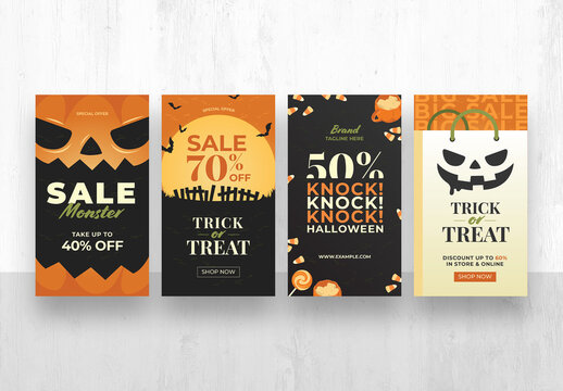 Halloween Social Media Banner Stories for Retail Sale Promotions