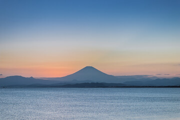 Fuji Mountain Reflection at Sunset, Enoshima Japan