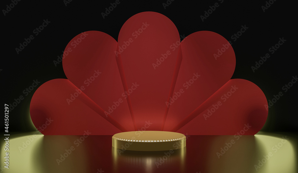 Poster 3d rendering display podium in dark room