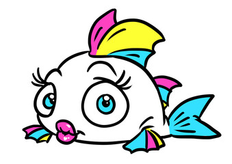 Fat fish girl parody illustration character