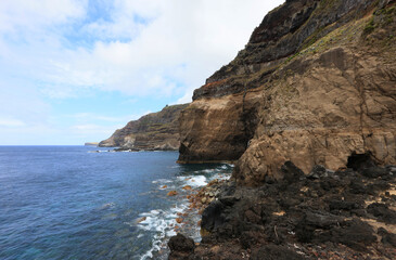Fototapeta na wymiar View of the cliff at Ferraria, Sao Miguel island, Azores