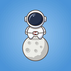 Cute astronaut on the moon illustration