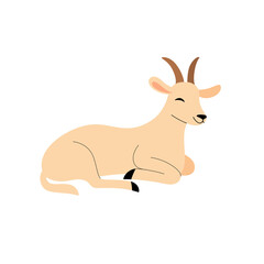 Illustration of goat. Simple flat vector illustration for emblem, badge, insignia.