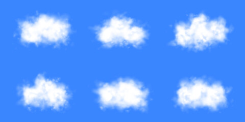 Fototapeta premium Realistic white clouds set with blue sky