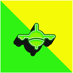 Airplane Green and yellow modern 3d vector icon logo
