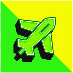 Airplane Green and yellow modern 3d vector icon logo