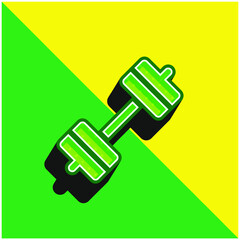 Barbell Green and yellow modern 3d vector icon logo