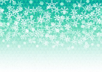 雪の結晶が描かれた青緑色の鱗模様の背景
