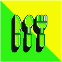 Baby Cutlery Green and yellow modern 3d vector icon logo