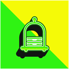 Baggage On An Elegant Hotel Platform Cart Green and yellow modern 3d vector icon logo