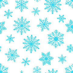 Seamless pattern snowflakes blue vector illustration