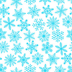 Seamless pattern snowflakes blue vector illustration