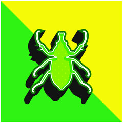 Animal Longhorned Insect Shape Green and yellow modern 3d vector icon logo