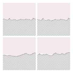 Blank white ripped torn square paper sheets collection