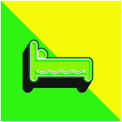 Bed Side View Green and yellow modern 3d vector icon logo