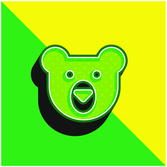 Bear Head Green and yellow modern 3d vector icon logo