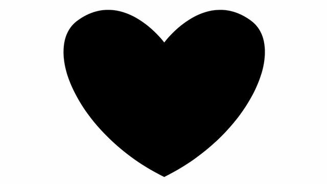 Animated black pounding heart. Looped video of beating heart. Concept of love, health, passion, medicine. Vector illustration isolated on the white background.