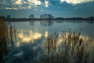 Reflection of the sky on a frozen lake