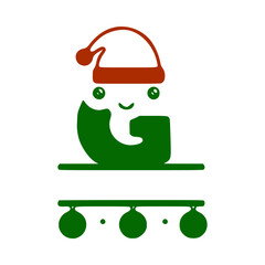 Letter g cute Christmas character, name monogram design