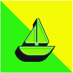 Boat Green and yellow modern 3d vector icon logo