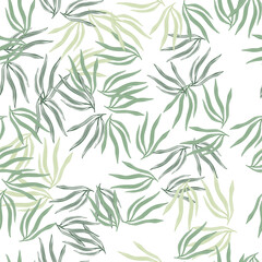 Naklejka na ściany i meble Botanical tropical leaves semless pattern. Abstract tropic leaf isolated on white background.