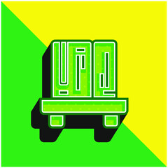 Bookshelf Green and yellow modern 3d vector icon logo