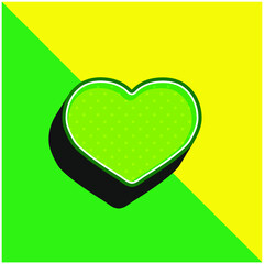 Big Black Heart Green and yellow modern 3d vector icon logo