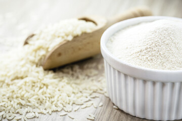 rice flour, alternative flour rich in vitamins used in vegan foods, gluten free and healthier