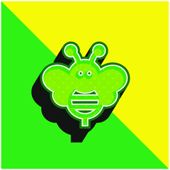 Bee Green and yellow modern 3d vector icon logo
