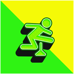 Athlete Jumping Silhouette Green and yellow modern 3d vector icon logo