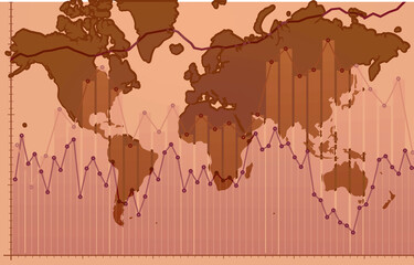 Business graph world map. vector illustration